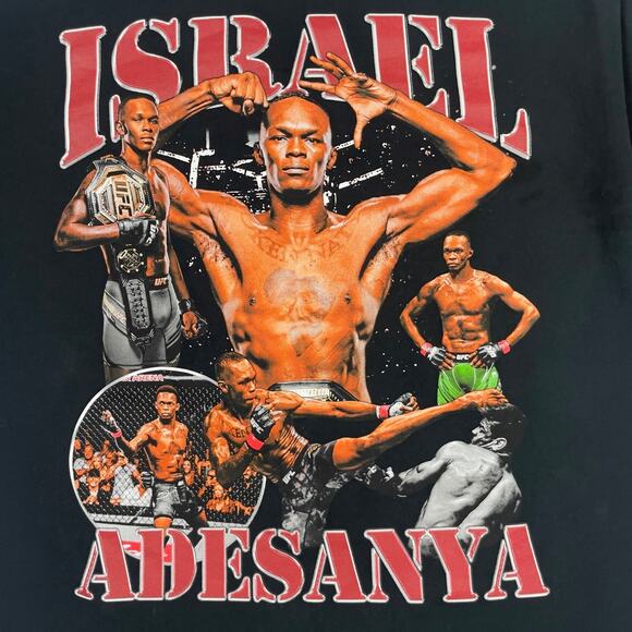 UFC Shirt Mens Medium Black Israel Adesanya Stylebender MMA Big Face Rap Tee - Picture 7 of 9